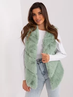 Pistachio Asymmetrical Fur Vest