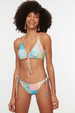 Trendyol Patchwork Patterned Bikini Bottoms With Tie Detailed