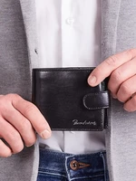 Pánská horizontální černá kožená peněženka