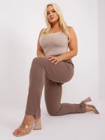Brown women's cotton sweatpants plus size