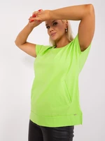 Light green plus size blouse with pockets