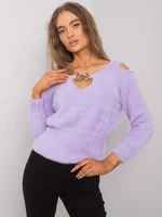 RUE PARIS Purple sweater with triangular neckline
