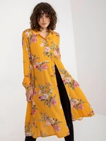 Lady's Long Shirt with Floral Pattern - Yellow