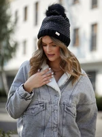 Black winter herringbone cap