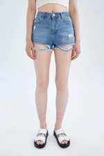 DEFACTO High Waisted Distressed Jean Short