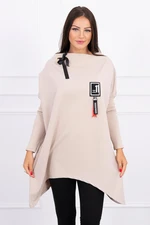 Oversize sweatshirt with asymmetrical sides of beige color