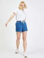 Navy blue women's denim shorts with an elastic waistband GAP