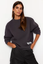 Trendyol Anthracite Thick Fleece Label Detail Regular/Normal Fit Knitted Sweatshirt
