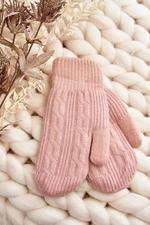 Teplé dámské rukavice na jeden prst, růžové
