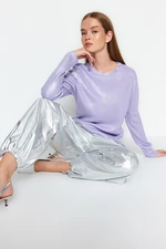 Trendyol Lilac Basic Foil Potištěný pletený svetr