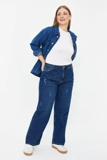 Trendyol Curve Dark Blue High Waist Wide Cut Jeans