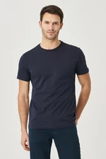 AC&Co / Altınyıldız Classics Men's Navy Blue 100% Cotton Slim Fit Narrow Cut Crew Neck Short Sleeve T-Shirt