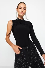 Trendyol Black Drape Detailed Single Sleeve Knitted Body