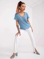 Light blue women's T-shirt Salina MAYFLIES with V-neck