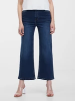 Navy blue women's cropped flared fit jeans ORSAY
