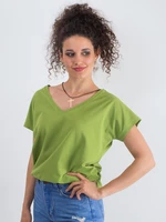 Cotton V-neck T-shirt, light green