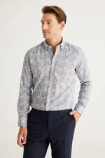 AC&Co / Altınyıldız Classics Men's Navy Blue Slim Fit Slim Fit Slim Fit Collar Hidden Buttons Collar Cotton Shirt
