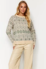 Trendyol Mint Patterned Knitwear Sweater