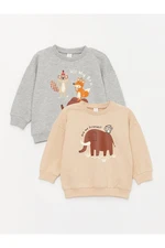 LC Waikiki Crew Neck Long Sleeve Printed Sweatshirt for Baby Boy 2-pack.