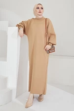 InStyle Mina Balloon Sleeve Sweater Hijab Dress - Camel
