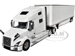 Volvo VNL 760 with High Roof Sleeper and 53 Smooth Sided Dry Goods Trailer White 1/64 Diecast Model by DCP/First Gear