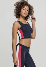 Women's top with side stripe with zipper in navy blue/fiery red/white