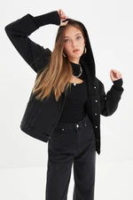 Trendyol Black Hooded Denim Jacket