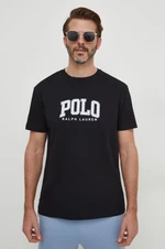 Bavlněné tričko Polo Ralph Lauren černá barva, s potiskem, 710934714