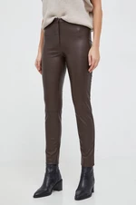 Kalhoty Answear Lab dámské, hnědá barva, jednoduché, high waist