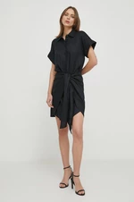 Šaty lněné Lauren Ralph Lauren černá barva, mini, 250926389