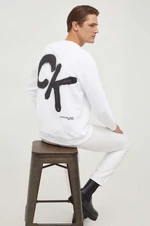 Mikina Calvin Klein Jeans pánská, bílá barva, s potiskem, J30J324625