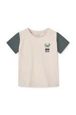 Detské bavlnené tričko Liewood Apia Baby Placement Shortsleeve T-shirt tyrkysová farba, s potlačou