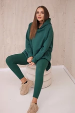 Cotton set: insulated sweatshirt + leggings dark green