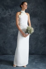 Trendyol Bridal White Rose Detailed Elegant Evening Dress