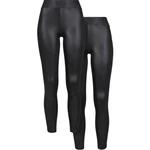 Women's Synthetic Leather Leggings 2 Pack Black+Black