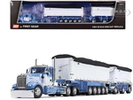 Kenworth W900L Day Cab and East Michigan Series 31 and 20 End Dump Trailers Wisteria Blue and White 1/64 Diecast Model by DCP/First Gear