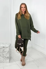 Cotton set insulated sweatshirt + khaki leggings