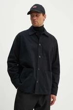 Bavlnená košeľa Universal Works Travail Overshirt 29905, pánska, čierna farba, voľný strih, s klasickým golierom