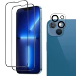 2 Pack Screen Protector with 1 Pack Camera Lens Protector for For iPhone 14 13 12 11 Pro Max Tempered Glass for iphone 14 plus