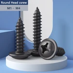 M1.2M1.4M2M2.3M2.6M3M4 Black Zinc Hardened Phillips Cross Round Head Self-tapping Screws With Washer Collar Wood Screw Bolt