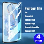 4Pcs phone screen protector for Honor 80 lite GT SE 70 60 50 pro plus Flat Hydrogel film protective film Not Glass Smartphone HD