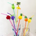 50pcs/lot 23cm 3D Fruit Cocktail Straws Paper Straws Umbrella Drinking Party Bar Decoration Party Supplies Color Assorted