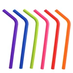 Reusable Silicone Drinking Straws , Big Size Flexible Straws with Cleaning Brush for Toddlers & Kids- 6 Pieces(Colours may vary)