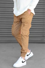 Madmext Men's Brown Slim Fit Cargo Pocket Trousers 5704