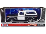 1978 Ford Bronco Police Car Unmarked Black and White "Law Enforcement and Public Service" Series 1/24 Diecast Model Car by Motormax