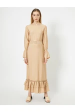 Koton Waist Belt Detail, Long Sleeves Long Dress