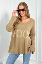 Sweater with the inscription Rock dark beige