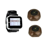 Restaurant Waiter Calling System 2 Button Transmitters + 1 Wrist Watch Frequency 433MHz For Hospital Clinic Cafe Shop