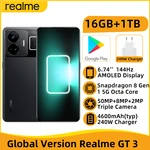 Global Version realme GT 3 Snapdragon 8 Gen 1 6.74'' 144Hz AMOLED Display 50MP Triple Camera 240W Charger 4600mAh Battery