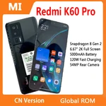 Global ROM Xiaomi Redmi K60 Pro 5G 50MP Camera Snapdragon 8 Gen 2 Octa Core 120Hz Screen 120W HyperCharger 5000mAh Chinese ROM